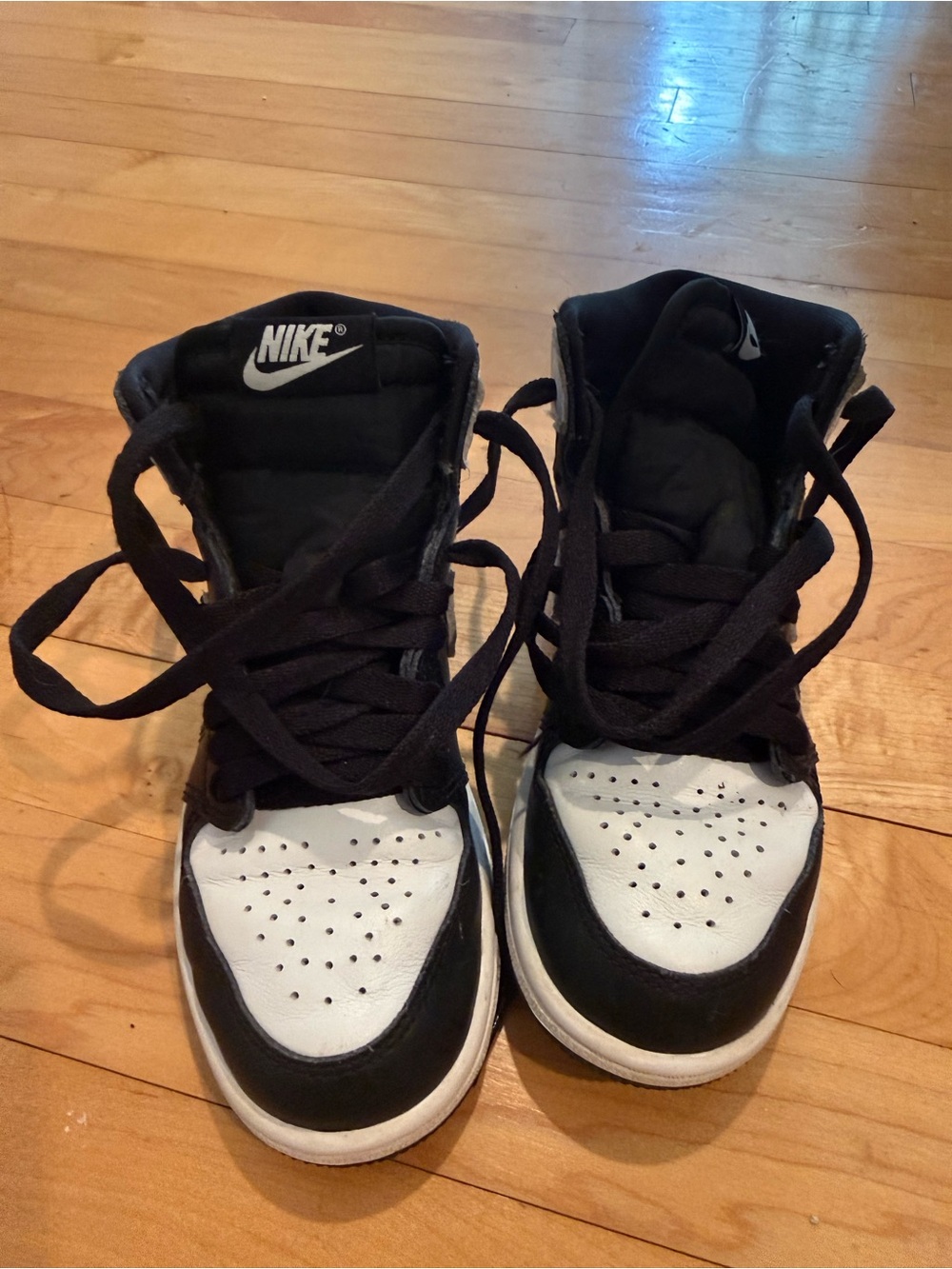 Nike Kids Black and White High-Top Sneakers with Logo